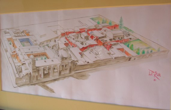 Arequipa, monastery Santa Catalina, map with the buildings, showing also the differently colored districts