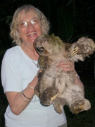 Pirkko Hegewald (one of the authors) with a sloth