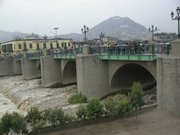 Bridge Puente de Piedra to quarter Rimac, the oldest bridge of Lima