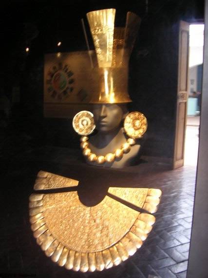 Gold decoration of an ancient dignitary in Museo Rafael Larco Herrera