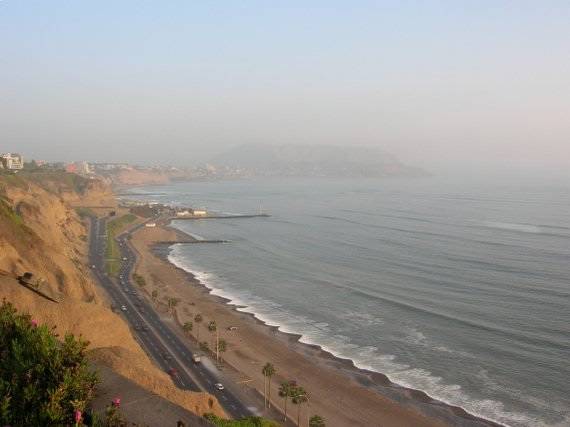 View from Larcomar over the beaches of Miroflores