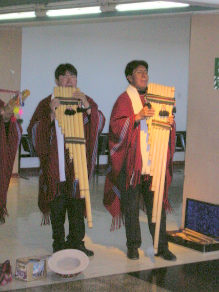 Juliaca airport, reception with flute music