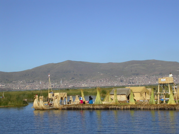 Lake Titicaca, a floating village of the Uros tribe 