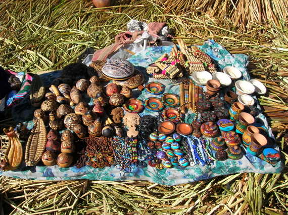 Lake Titicaca, a floating village of the Uros tribe, “souvenir shop”
