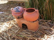 Lake Titicaca, a floating village of the Uros tribe, a kitchen