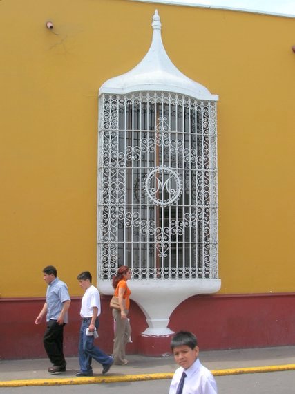 Trujillo, house with historical window grate from colonial time
