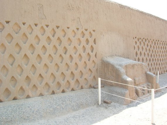 ChanChan by Trujillo, restored walls with ornaments and a throne