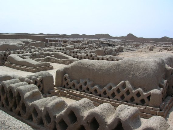 ChanChan by Trujillo, unrestored walls with ornaments